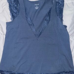 Torrid Blue Lace Trim Tank Top